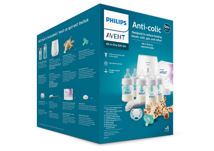 Anti-colic Baby Bottle with AirFree Vent All In One Gift Set with Bottle Warmer