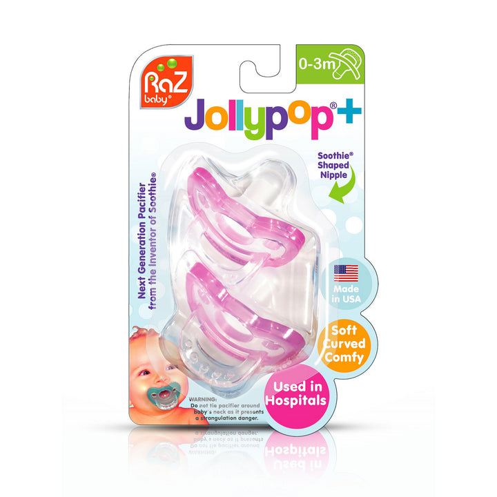 JollyPop Pacifier - 0-3M - Pink - 2 pack