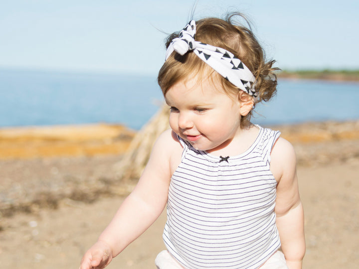 Top Knot Headband - White+Black Geometric - 0M+