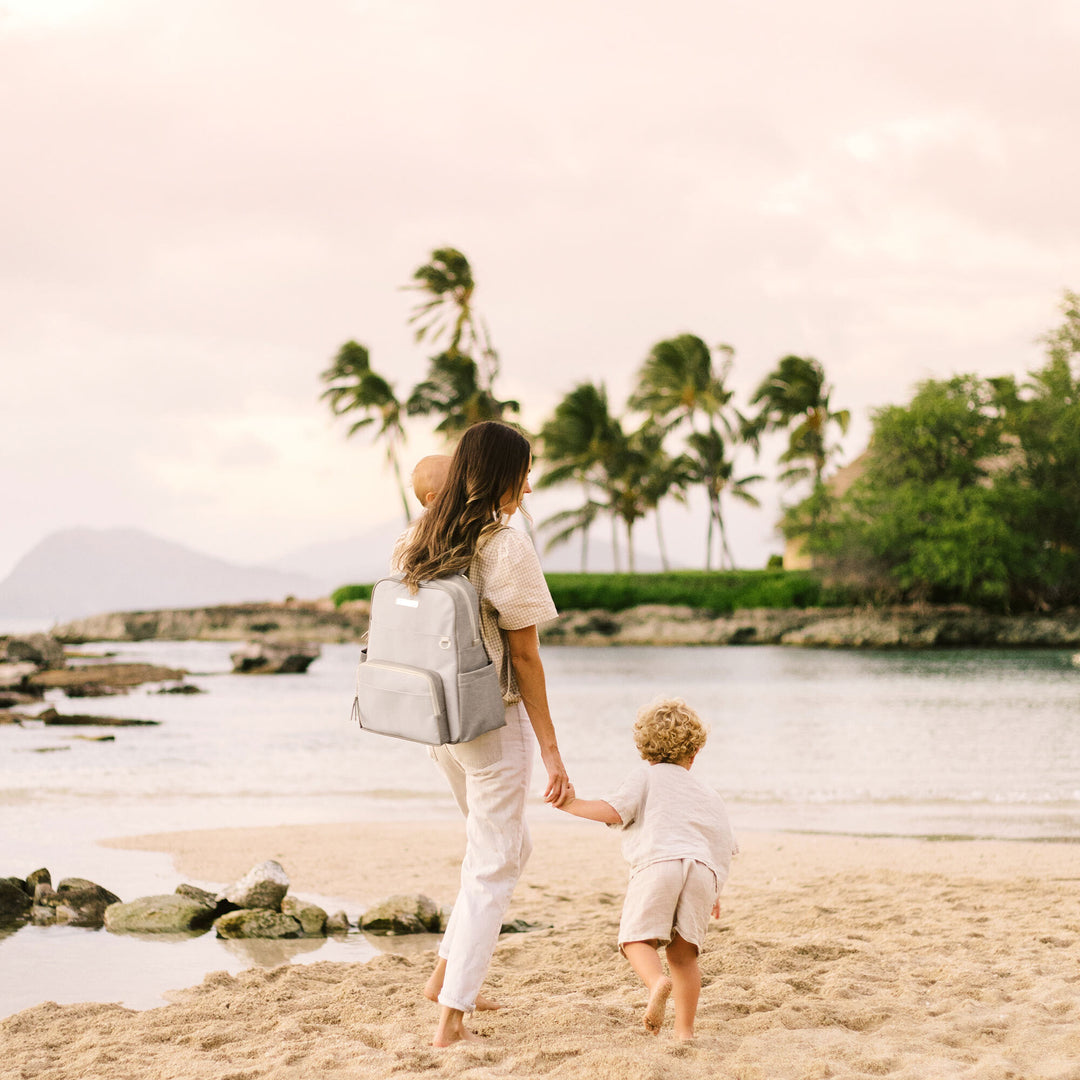 Sync Backpack Diaper Bag in Grey Matte Cable Stitch