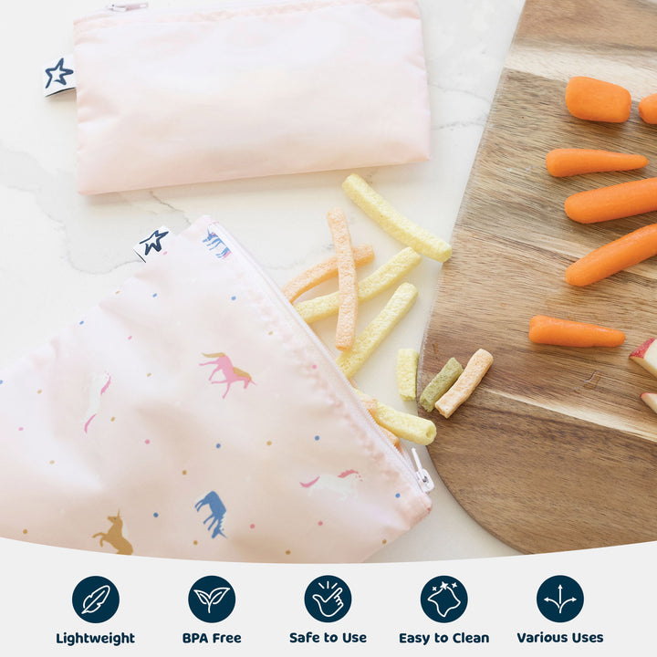 Reusable Snack Bags 5 Pack - Unicorn Confetti