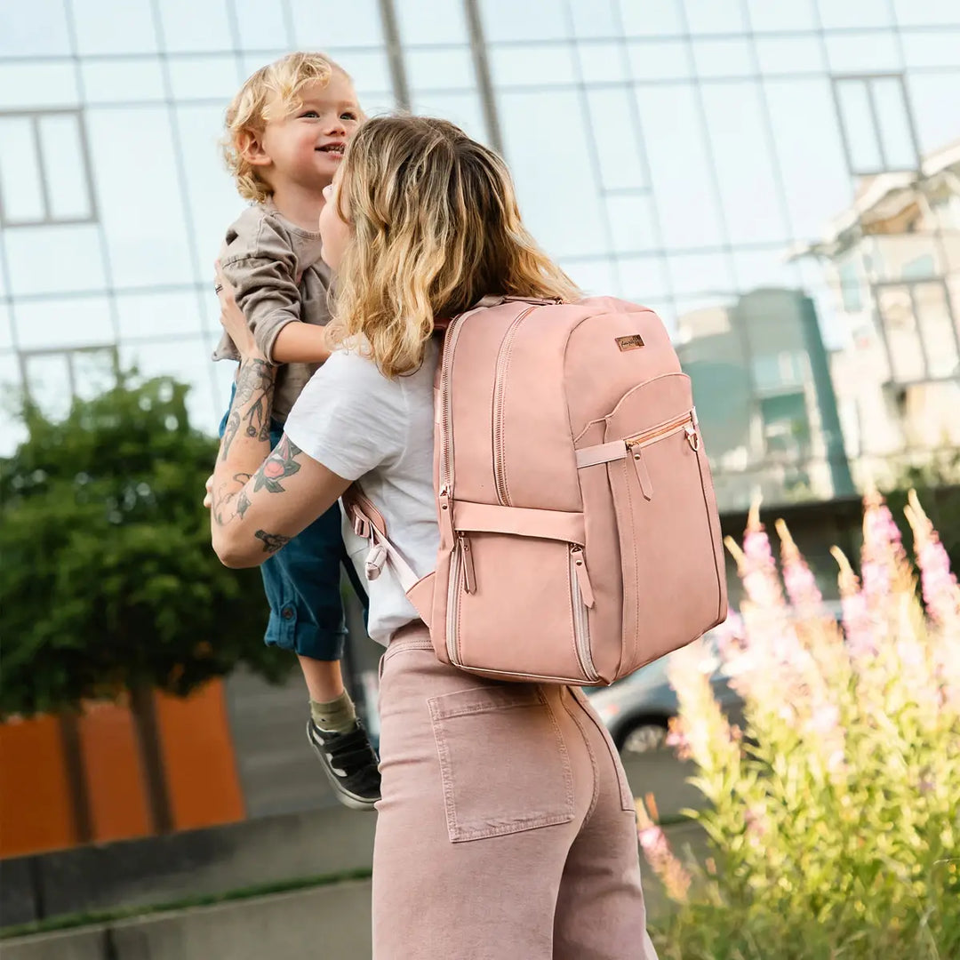 2-in-1 Provisions Backpack Diaper Bag in Toffee Rose