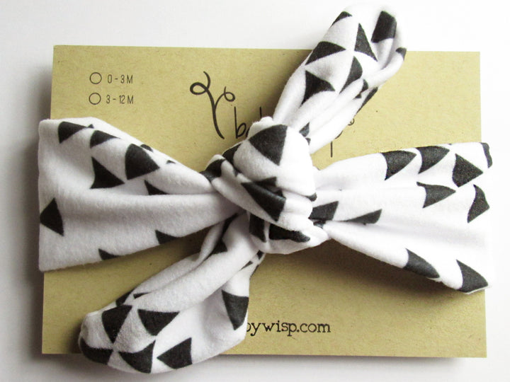 Top Knot Headband - White+Black Geometric - 0M+