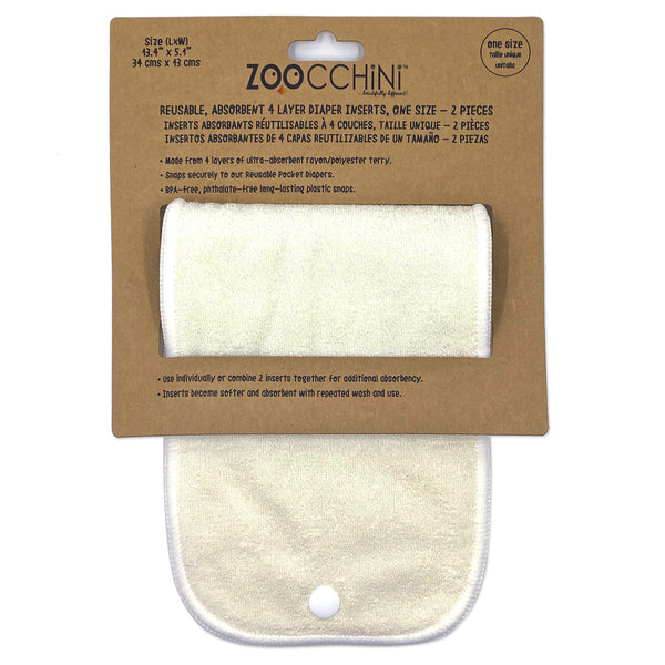 Reusable Absorbant 4 Layer Pocket Cloth Diaper Inserts - 2Pk
