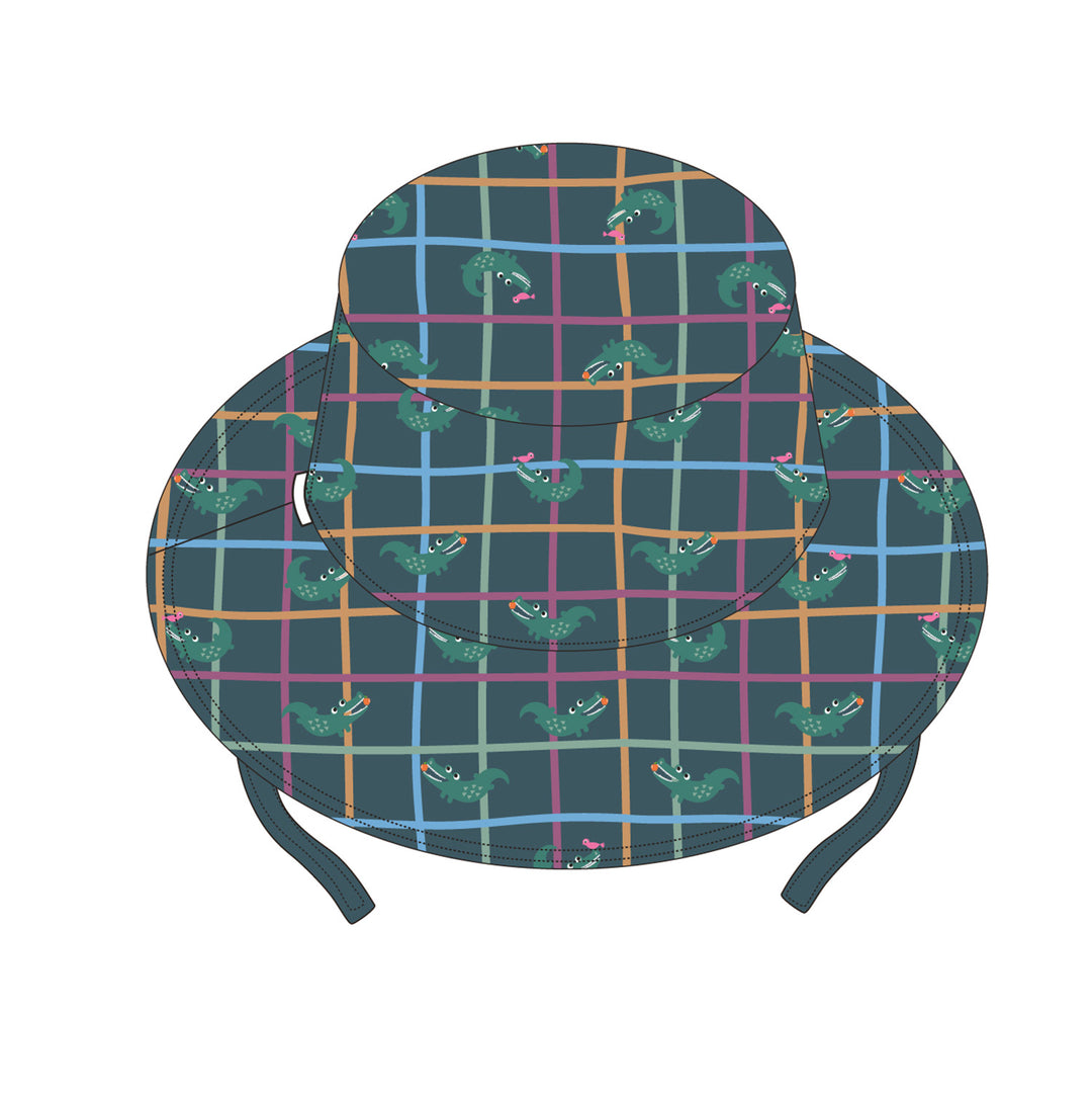 Kids Reversible Patterned Sun Hat - Space Monkey / Alligator