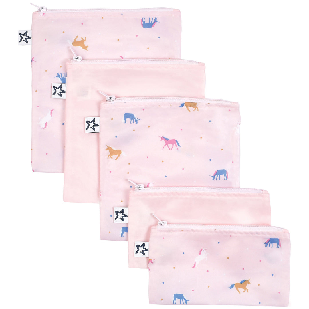 Tiny Twinkle - Snack Bag 5 Pack - Unicorn Reusable Snack Bags 5 Pack - Unicorn Confetti 810027534590