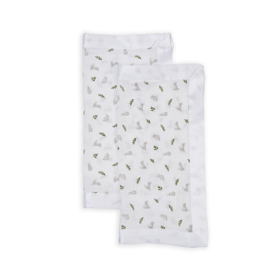 Lulujo - Security Blankets 2PK Muslin Cotton - Bunnies Cotton Security Blankets - 2 pack - Bunnies 628233459374