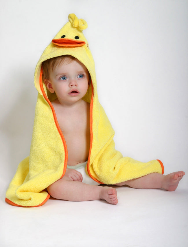 Baby Snow Terry Hooded Bath Towel - Puddles Duck 0-18M