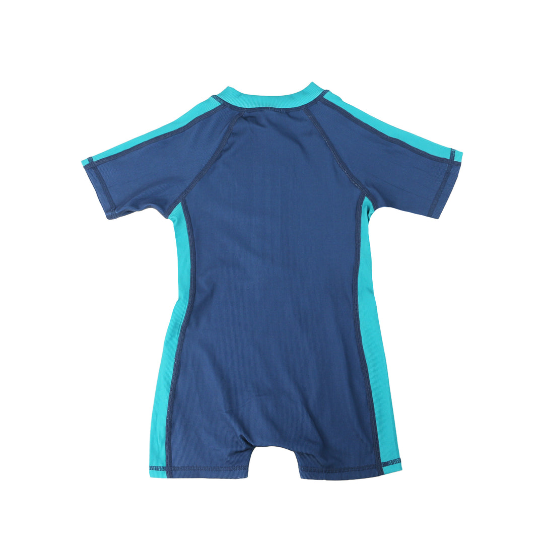 Boys Short Sleeve 1pc Solid Swimsuit