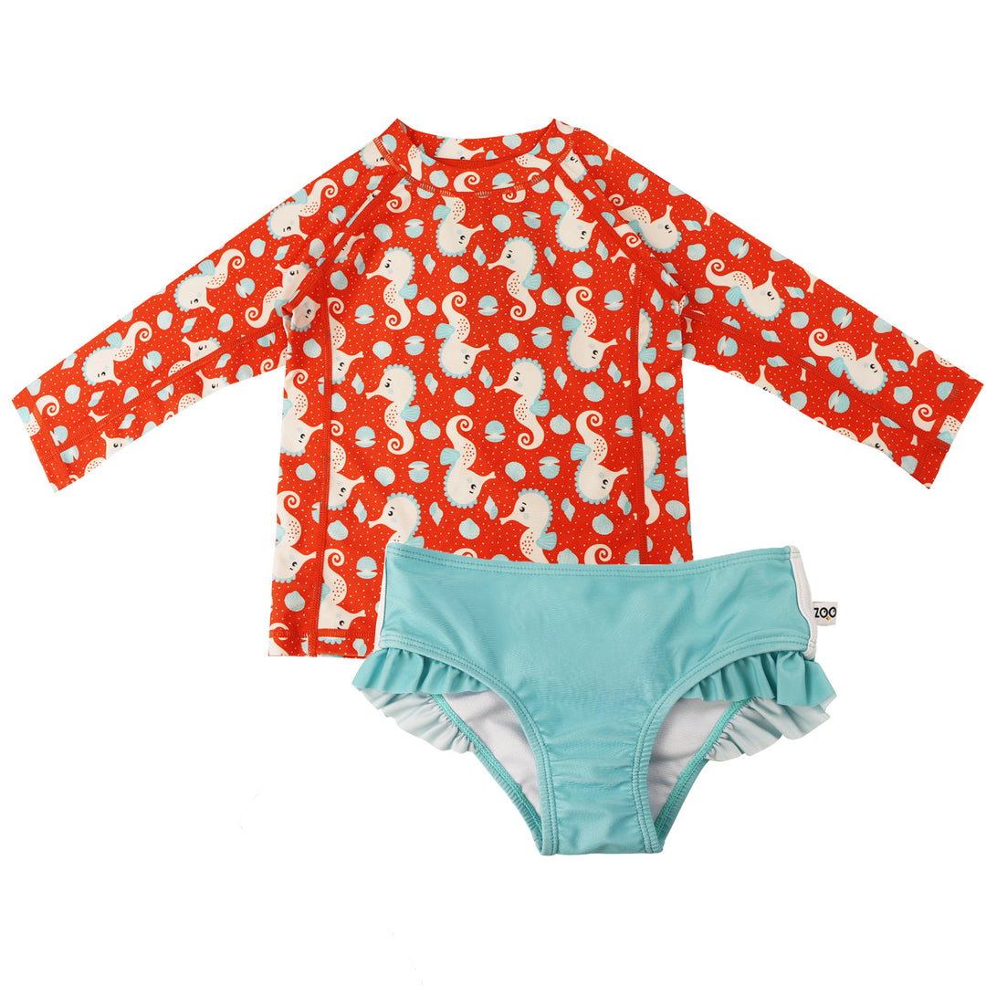 Rashguard Swim Top + Bikini Bottom Set