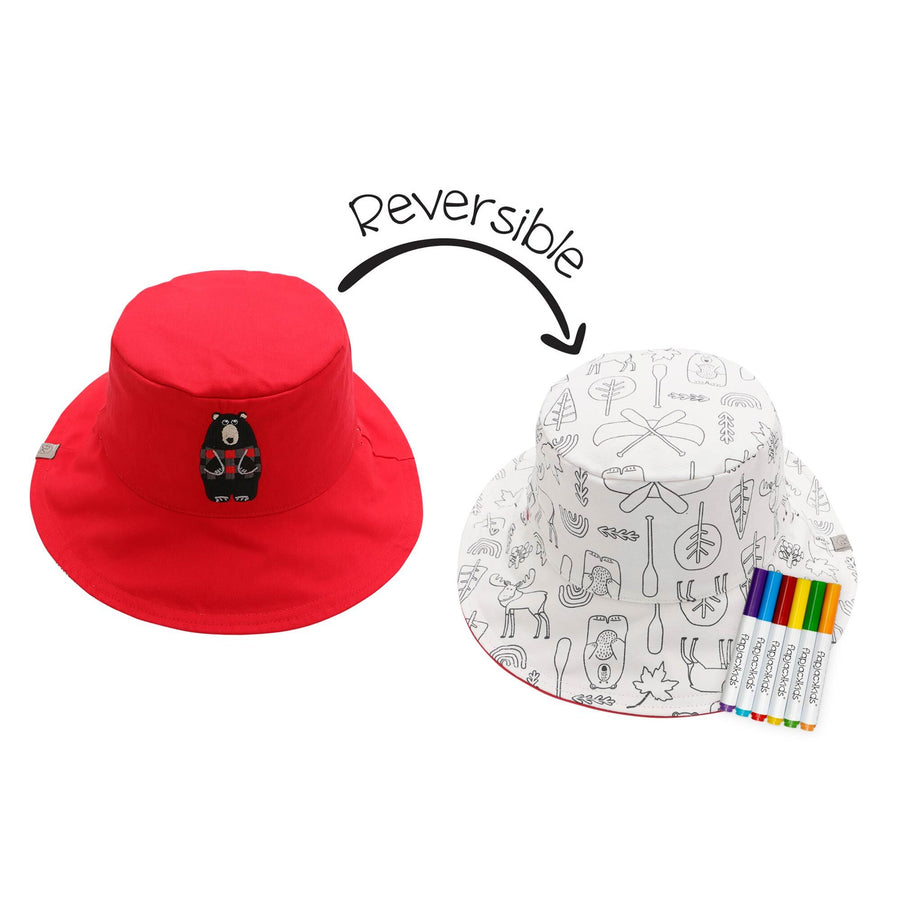 d - FlapJackKids - Kids' Colouring Sun Hat - Bear - Large Kids Colouring Sun Hat - Bear 873874009116