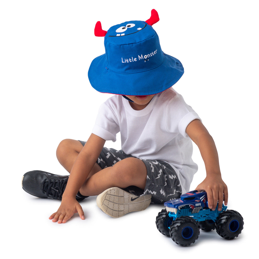 Kids UPF50+ Sun Hat - Monster/Car