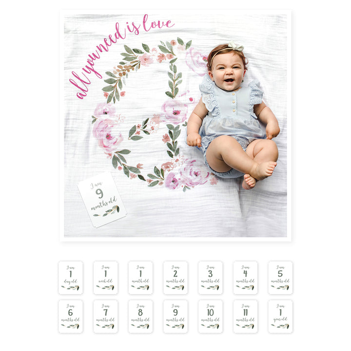 d -Lulujo-Baby's 1st Year MilestoneBlnk All You Need Is Love Baby's 1st Year Milestone Blanket - All You Need Is Love 628233455932