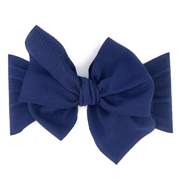 Lana Bow - Textured Headband with Giant Bow - Navy - 3M+