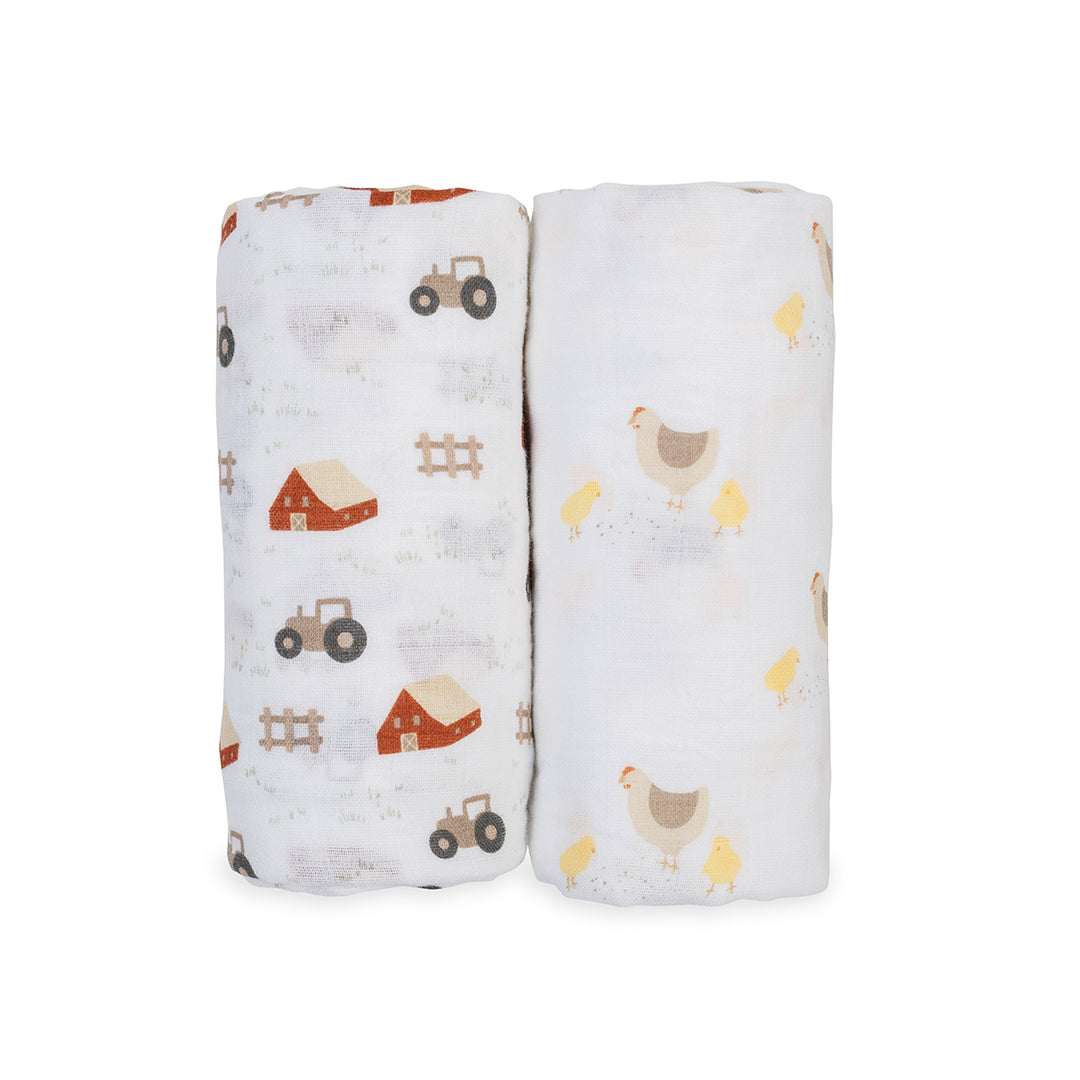 2 pack Cotton Swaddles - Barnyard + Hen and Chicks