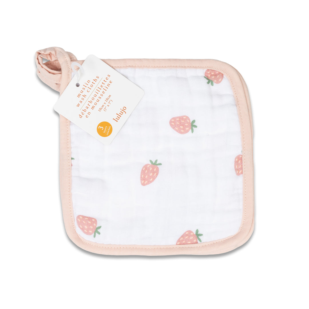 Muslin Washcloths 3 Pack - Peaches/White/Strawberry