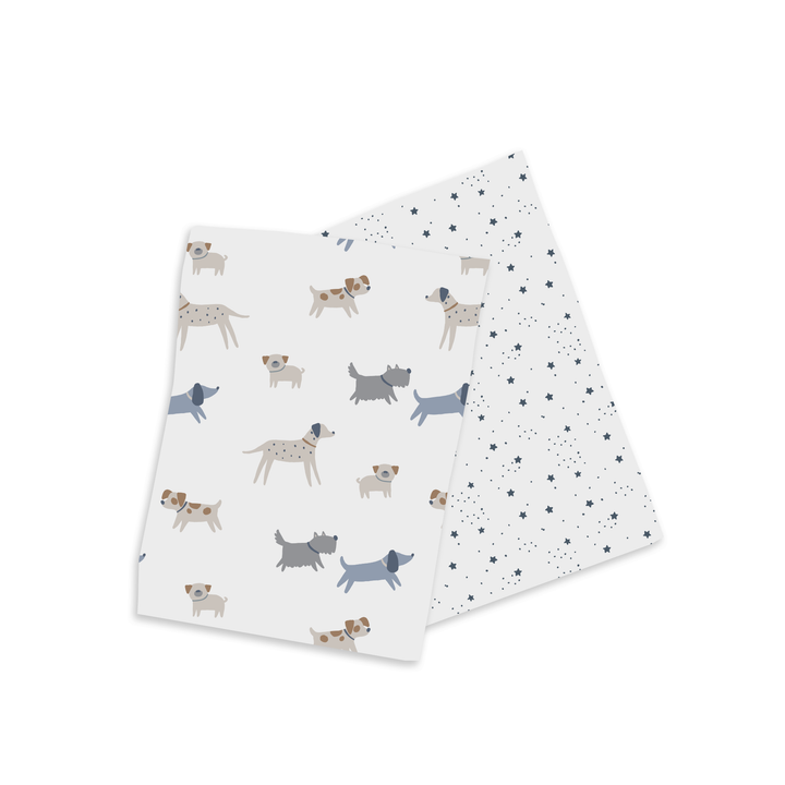 Lulujo - 2PK Cotton Muslin Swaddles - Puppy+Stars 2 pack Cotton Swaddles - Puppy Dog + Stars 628233451712