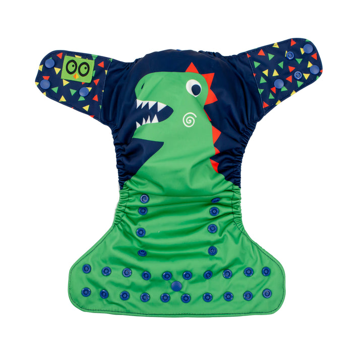 One Size Reusable Pocket Diaper with 2pk Insert - Devin the Dinosaur