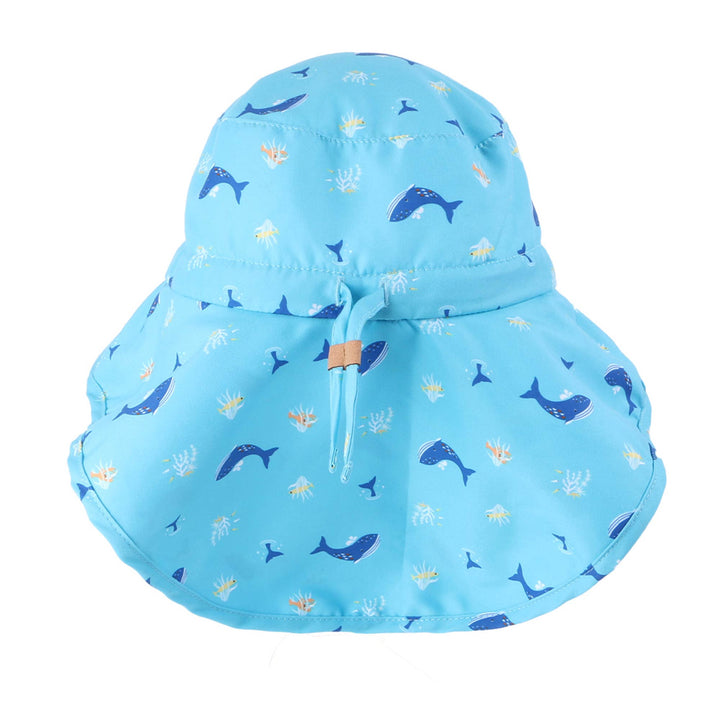 Sun Hat with Neck Cape - Blue Whale