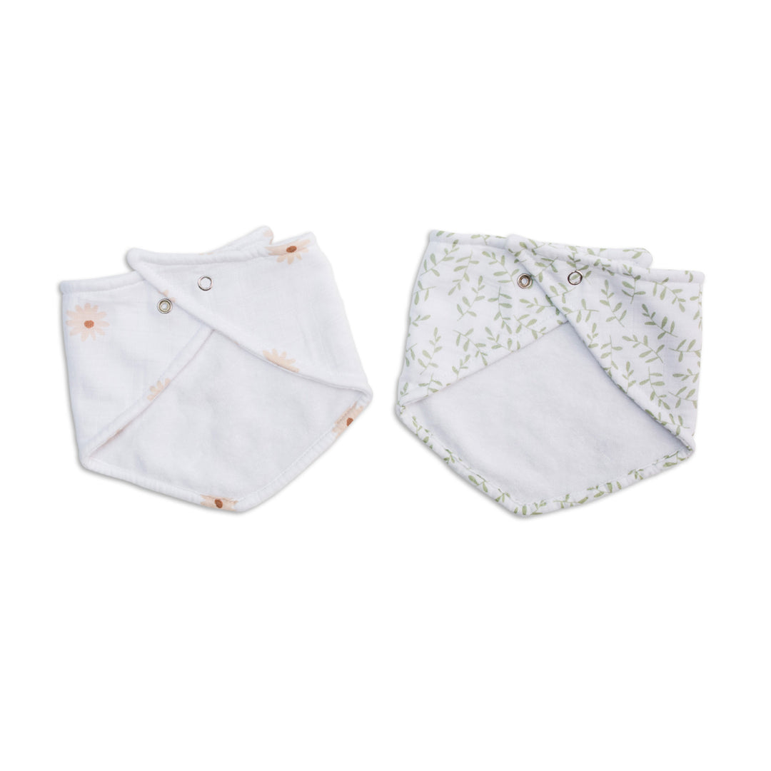 Bandana Bibs - 2 pack - Boho - Daisy + Greenery