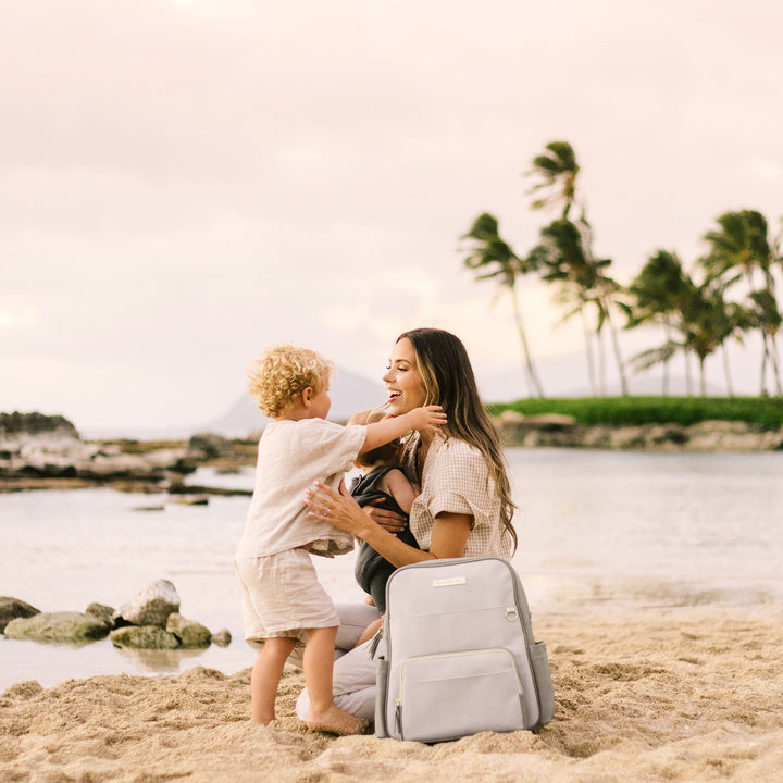 Sync Backpack Diaper Bag in Grey Matte Cable Stitch