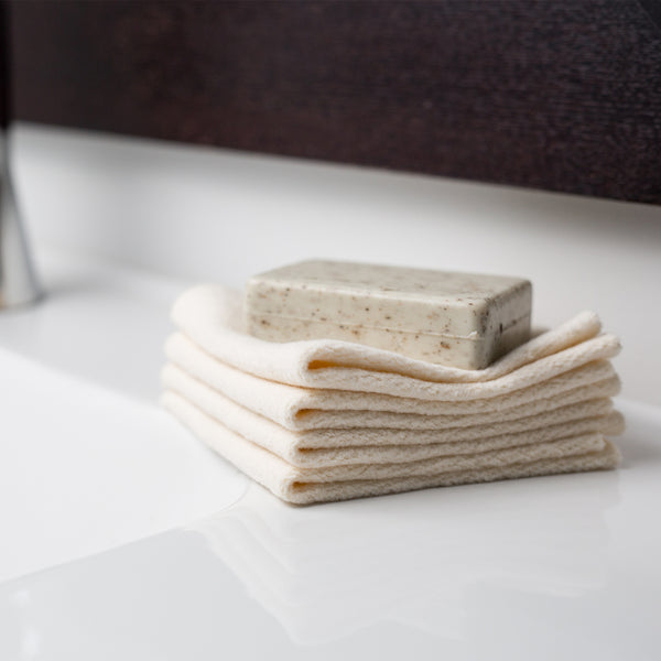 Lot de 4 débarbouillettes en coton biologique