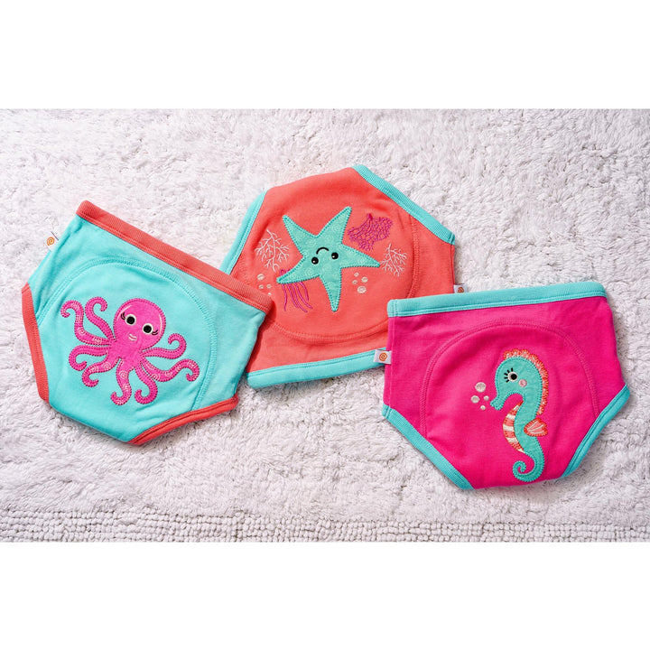 Organic Cotton 3 Piece Potty Training Pants - Girls Ocean Gals