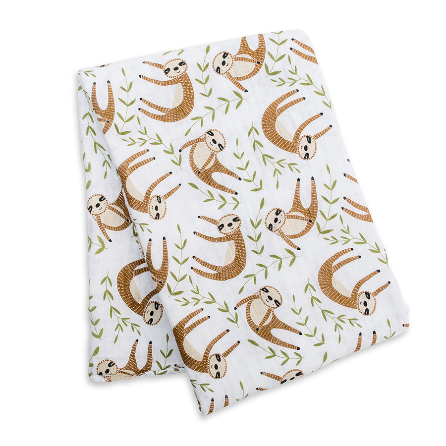 Lulujo - Swaddle Blanket Muslin Cotton - Modern Sloth Cotton Muslin Swaddle Blanket - Modern Sloth 628233454638