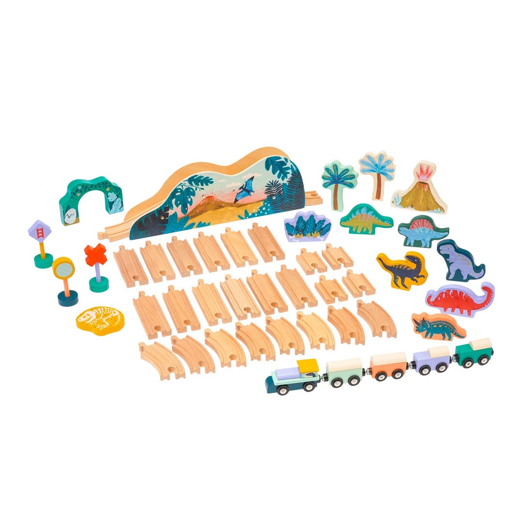 T-Rex Express 45pc Wooden Toy Train Set