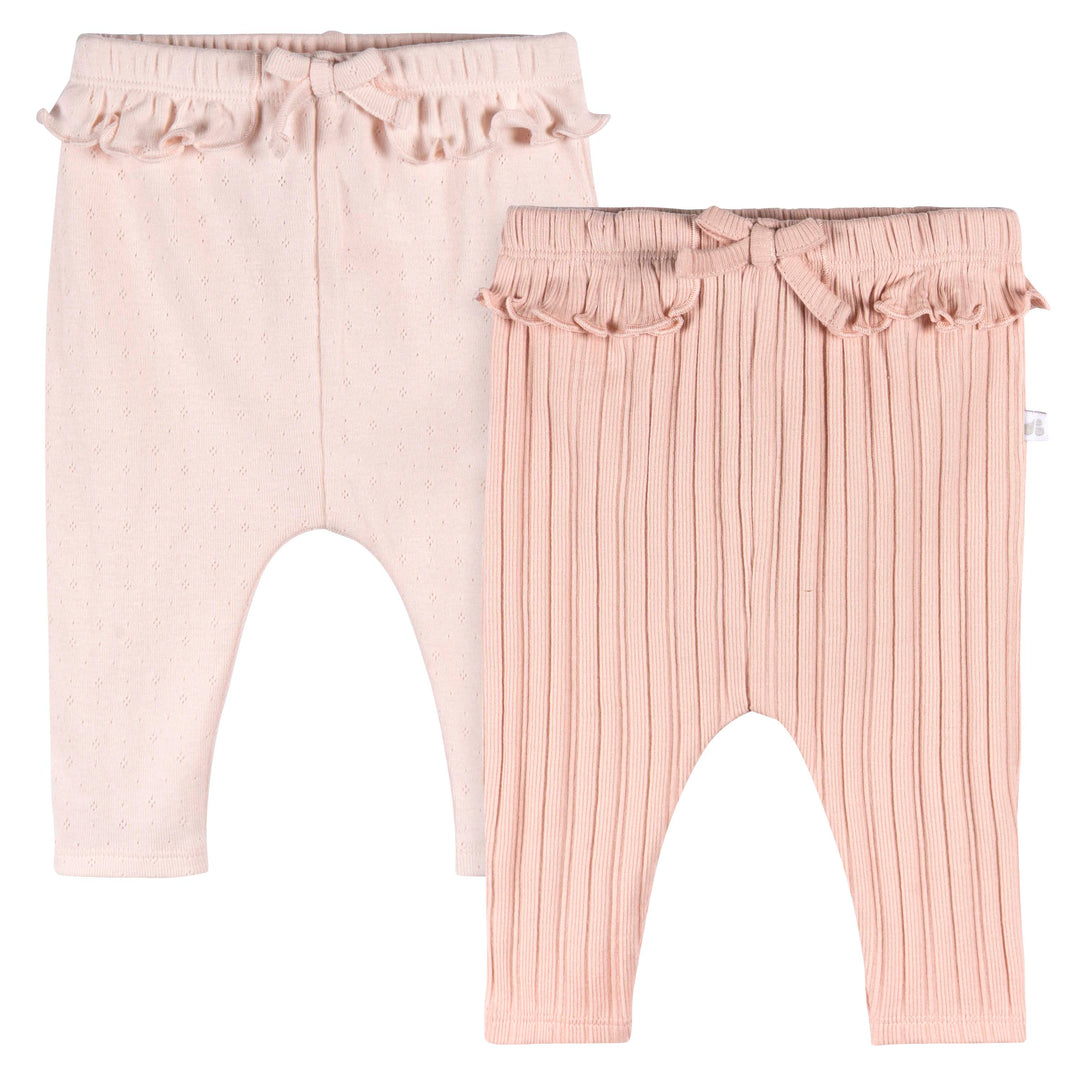 Just Born - OP2401 - 2pk Pants - Pink - 0-3M Just Born by Gerber Baby Girl 2-Pack Pants - PINK 032633139086