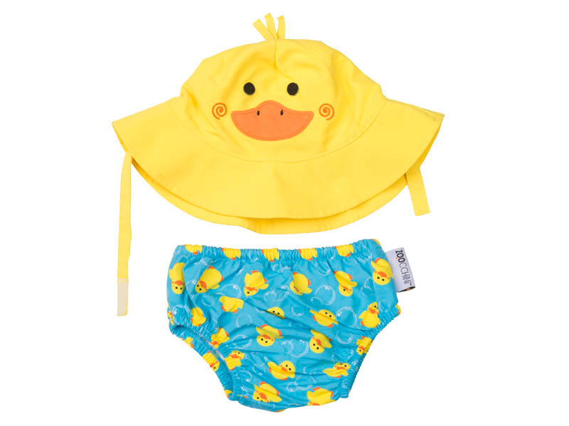 ZOOCCHINI - UPF50+ Swim Diaper + Sun Hat Set - Duck - MED UPF50+ Baby Swim Diaper & Sun Hat Set - Duck 854892005922