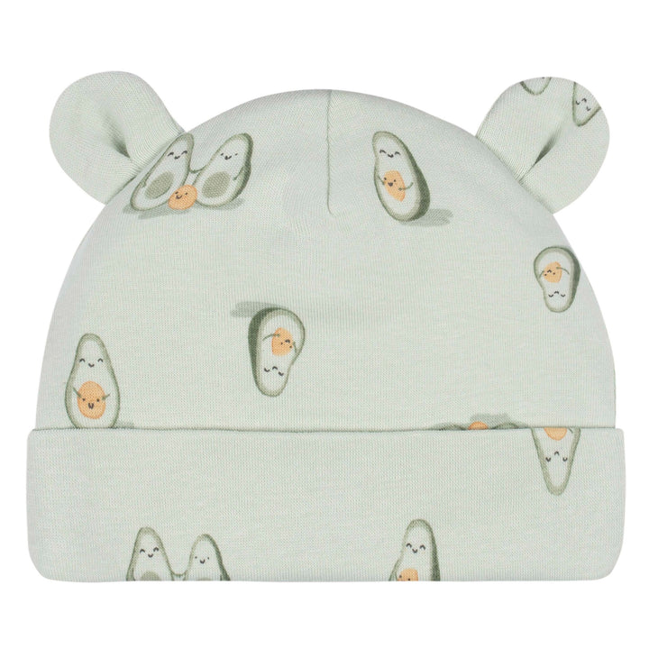 4-Piece Baby Neutral Avo Cuddle Cap & Mitten Set