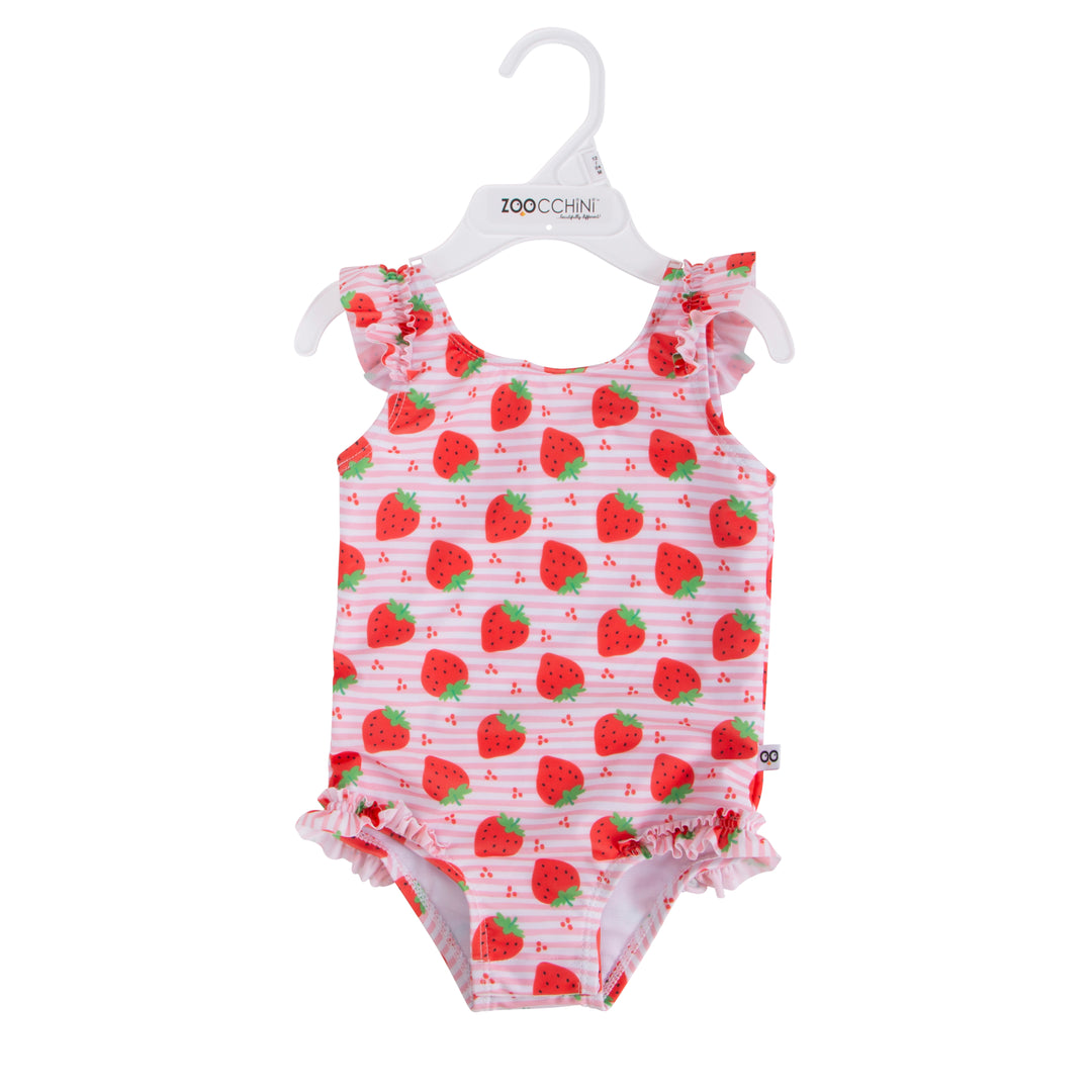 Baby Ruffled 1 Piece Swimsuit - Strawberry