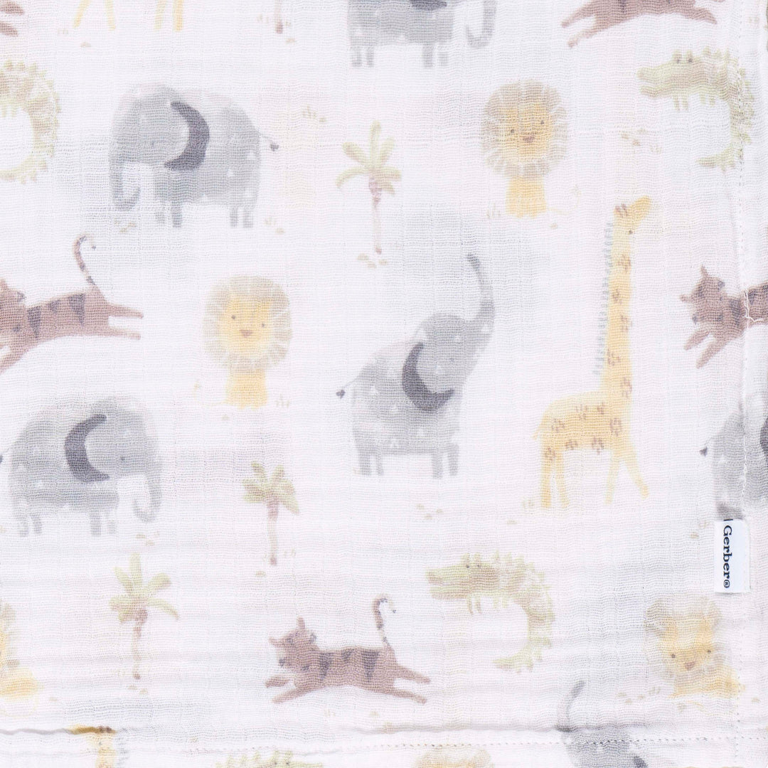 2 Pack Muslin Blanket - Animal + Geo Neutral