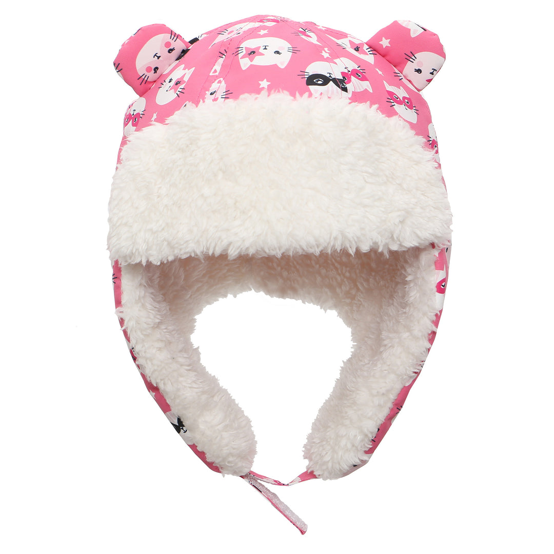 d - FlapJackKids - Water Rplnt Trapper Hat Cat Pink M 2-4Y Water Repellent Trapper Hat - Cat Pink 873874007426