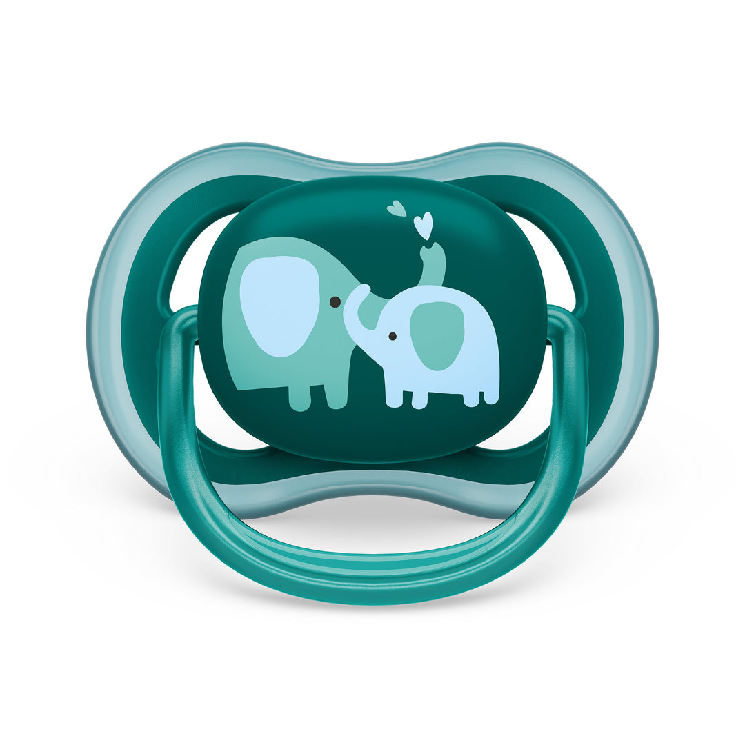 Ultra Air Pacifier - 18M+ - Opal Elephant+Blue Hello - 2 pack