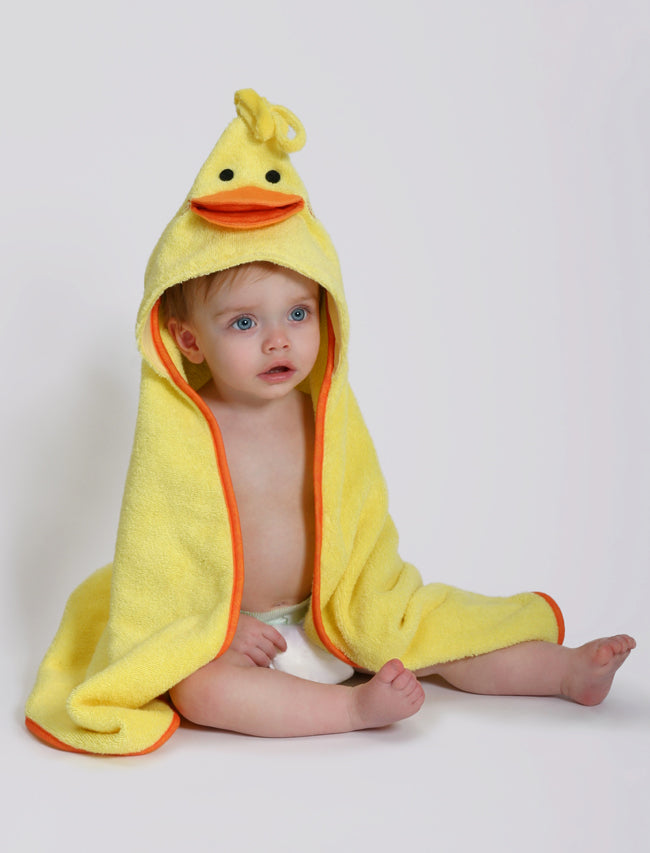 Baby Snow Terry Hooded Bath Towel - Puddles Duck 0-18M