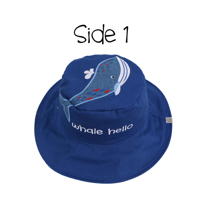 Reversible Kids UPF50+ Sun Hat - Blue Whale/Octopus