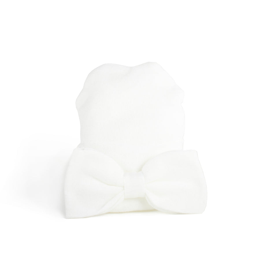 Kidcentral - Newborn Baby Knitted Hat - Bow - White Newborn Hat - Bow - White 808177020056