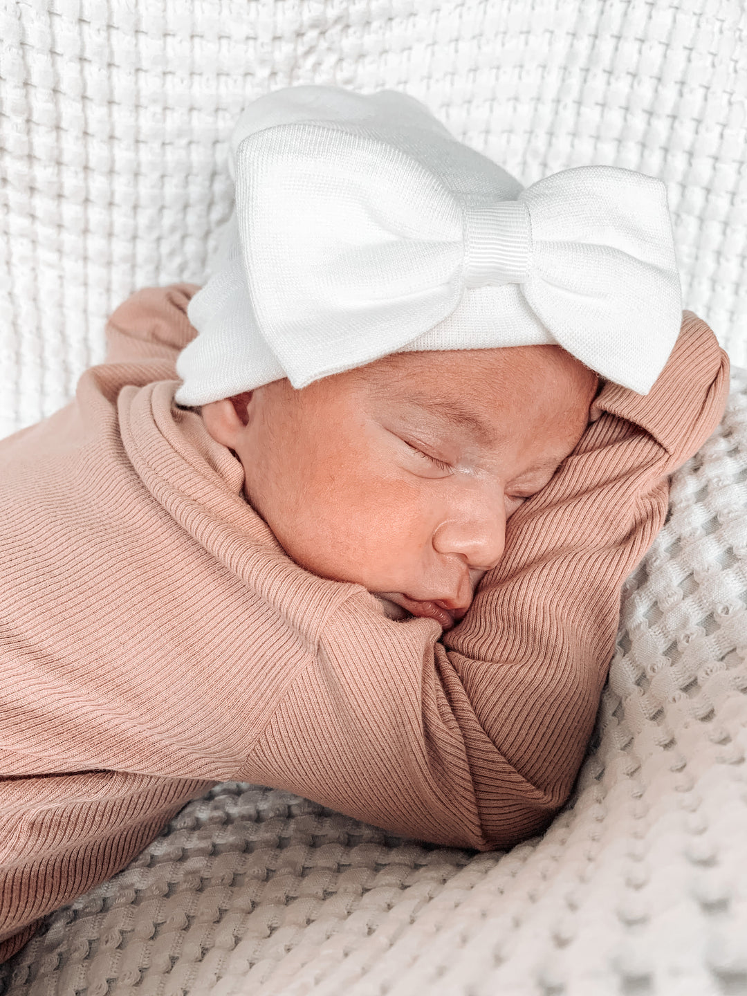 Newborn Hat - Bow - Grey