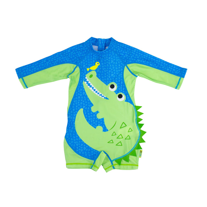 d-ZOOCCHINI-BabyTddlr Rashguard 1Pc Swimsuit Alligator 2T-3T Baby + Toddler UPF50+ Rashguard One Piece Swimsuit - Aidan the Alligator 810608032859