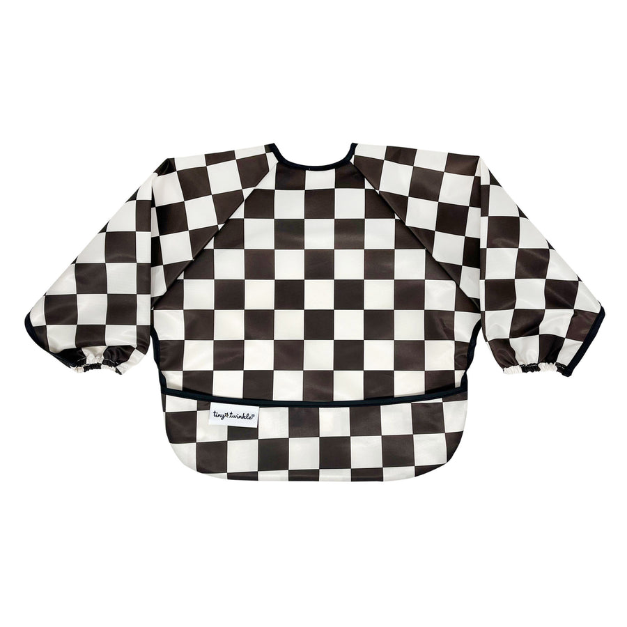 Tiny Twinkle - Full Sleeved Bib - Black Checkers - 6-24M Mess-proof Full Sleeved Bib - Black Checkers 810027536228