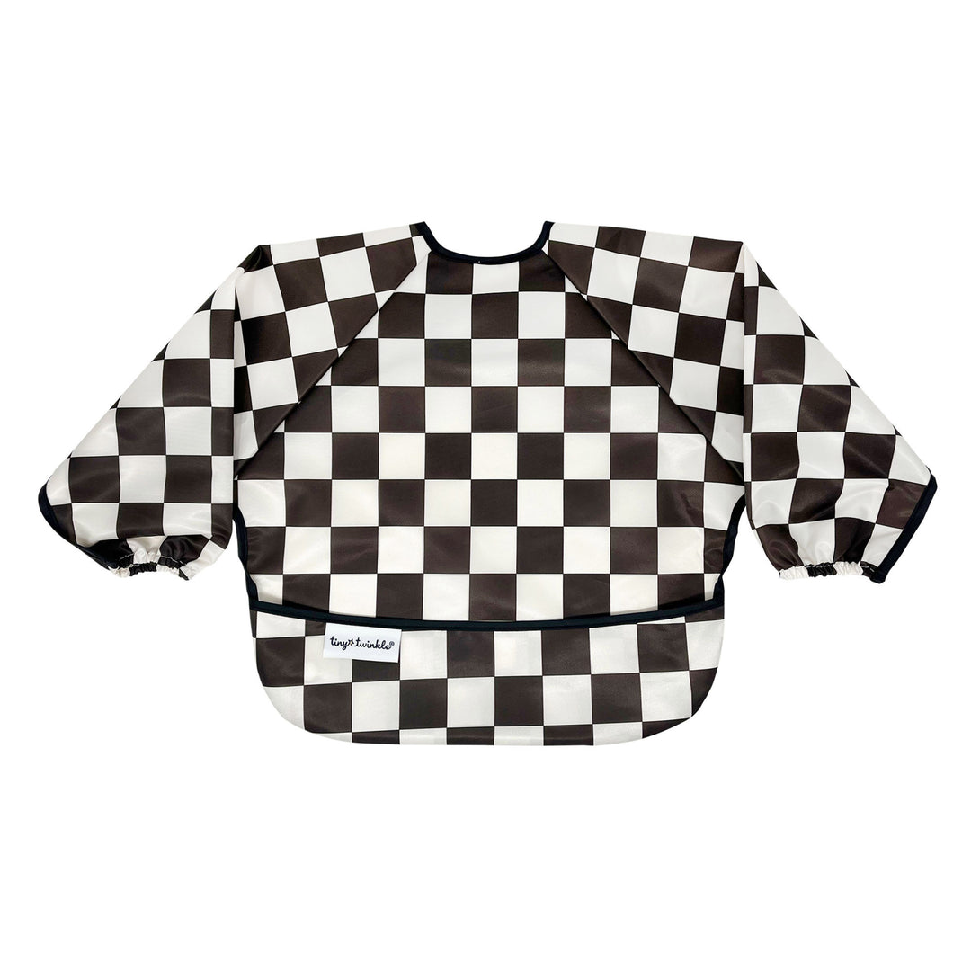 Tiny Twinkle - Full Sleeved Bib - Black Checkers - 6-24M Mess-proof Full Sleeved Bib - Black Checkers 810027536228