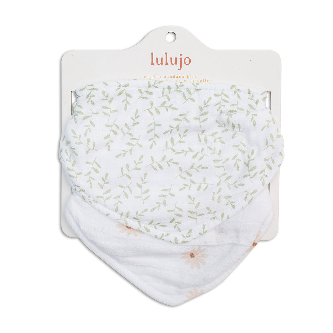 Bandana Bibs - 2 pack - Boho - Daisy + Greenery