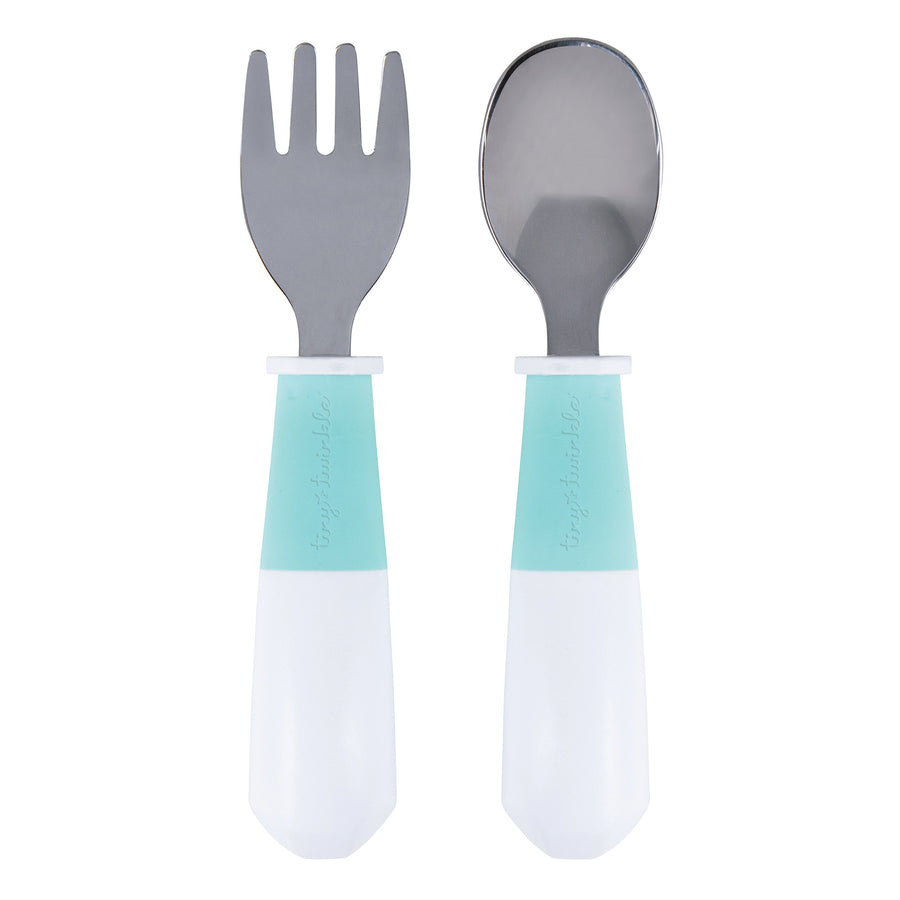 Tiny Twinkle - Stainless Steel Fork and Spoon Set - Mint Stainless Steel Fork and Spoon Set - Mint 810027530073