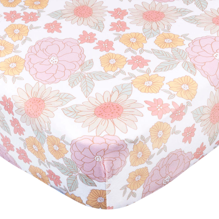 Gerber - OP2304 - 1pk Knit Crib Sheet - Retro Floral -Floral Knit Crib Sheet - Retro Floral - Floral 013618468957