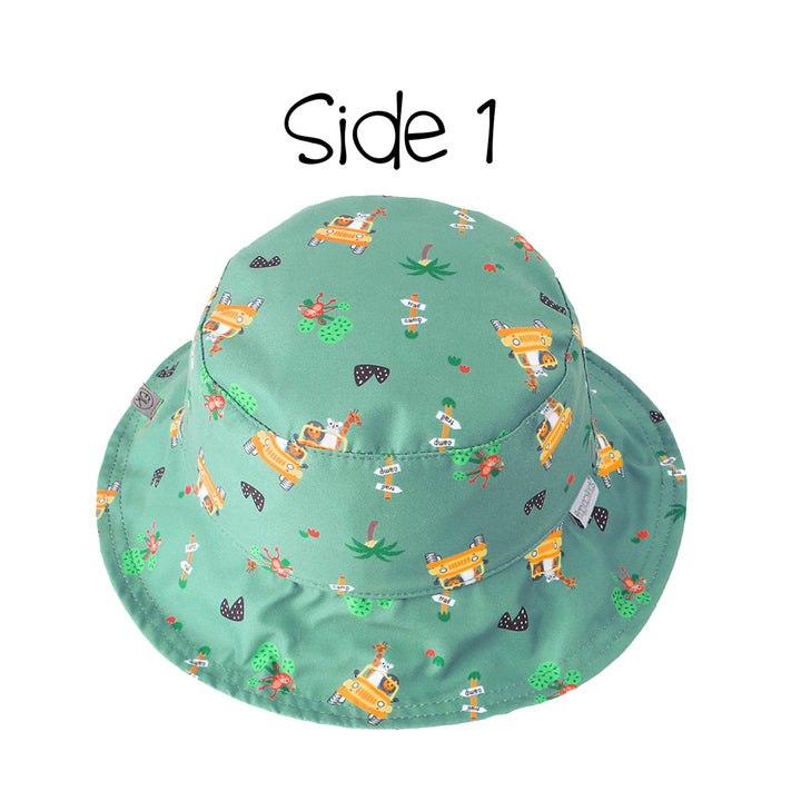 Reversible Kids UPF50+ Patterned Sun Hat - Safari/Monkey