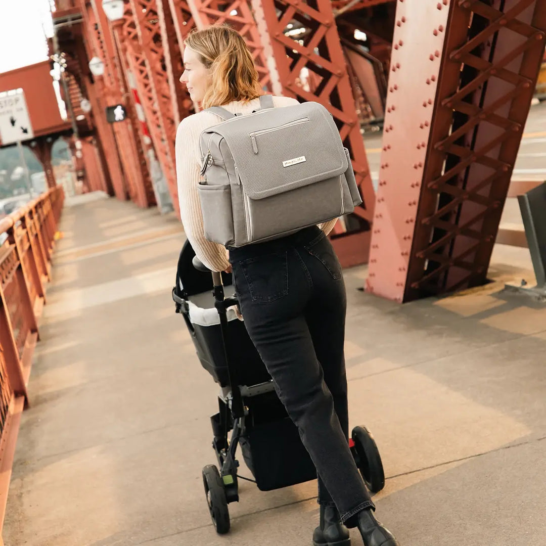 Boxy Backpack Deluxe Diaper Bag in Sand Cable Stitch