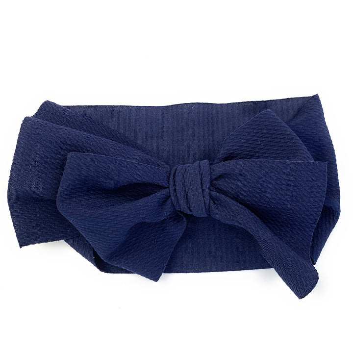 Lana Bow - Textured Headband with Giant Bow - Navy - 3M+