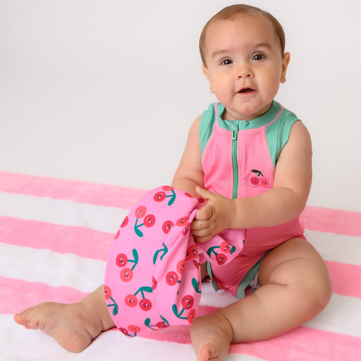 Girls Short Sleeve 1pc Solid Swimsuit